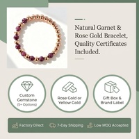 Bracelet extensible en grenat naturel et perles en or rose, avec pierres et perles métalliques alternées, pour femme, luxe, cristal de guérison, cadeau, vente en gros OEM