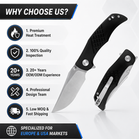 Couteau pliant de survie en plein air personnalisé OEM avec lame en acier D2, manche en G10, certifié BSCI, pour EDC, épaisseur de 3 mm
