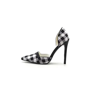 Plaid Women Dress Shoes Plateau Shoes Chengdu Supplier Stiletto Girls Ladies Covered Sexy Feet High Heels Pumps