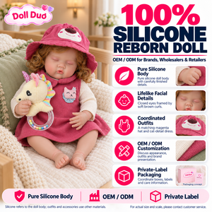 Muñeca Duo Personalizada de Silicona de 18 Pulgadas, Muñeca Reborn con Vestido de Gato Magenta y Unicornio, Regalo de Navidad Personalizado para Niños - Product Image 1