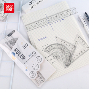 Ensemble de règles d'outils de géométrie mathématique personnalisé 4 pièces 20 cm ensemble de règles en plastique pour l'école 2025 papeterie et fournitures scolaires - Product Image 2
