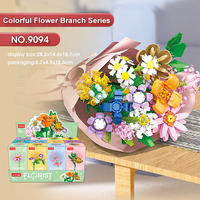Populaire chanceux Mini 12 typés ABS en plastique fleur bloc Bouquet bricolage Rose Rose blocs de construction ensembles boîte emballée Anime cadeau filles
