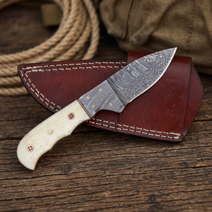 Custom handmade Damascus steel <b>knife</b> Camel <b>bone</b> <b>handle</b> hunting <b>knife</b> Handcrafted skinner <b>knife</b> - Product Image 3
