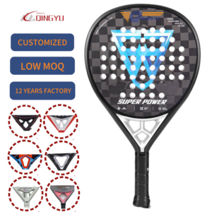 Raqueta de Pádel Profesional de Fibra de Carbono de 38 mm con Acabado Mate/Brillante 3D, Personalizada de Fábrica China, con Cabeza de Diamante, Portátil, de 24k - Product Image 1