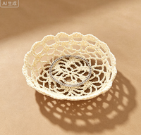 Panier de rangement ovale élégant pour la décoration de la maison, tissé à la main, 11*8*3CM, 100% coton, imperméable, écologique, fait main