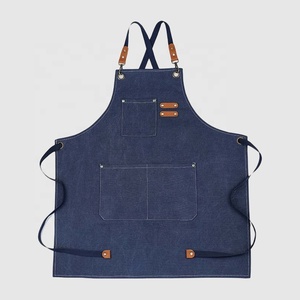 Vente en gros <span class=keywords><strong>Tablier</strong></span> de <span class=keywords><strong>cuisine</strong></span> de chef imperméable 100% coton avec logo personnalisé poches Tabliers professionnels en toile pour <span class=keywords><strong>homme</strong></span> et femme - Product Image 4