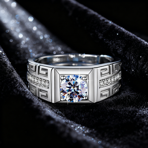 Ashabell Wholesale S925 Sterling <strong>Silver</strong> Hollow 3ct Moissanite <strong>Men</strong> <strong>Ring</strong> Engagement Wedding <strong>Ring</strong> for <strong>Men</strong> - Product Image 2