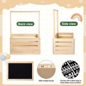 Placard de douche de bébé <span class=keywords><strong>en</strong></span> bois laqué avec poignée Panier de bébé <span class=keywords><strong>en</strong></span> forme de rectangle et <span class=keywords><strong>kit</strong></span> de tableau de lettres <span class=keywords><strong>en</strong></span> feutre Logo laser - Product Image 3