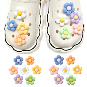 3D DIY Mini resin flower smiley shoe charms custom3d colorful flower shoe decorations charms for croc wholesale