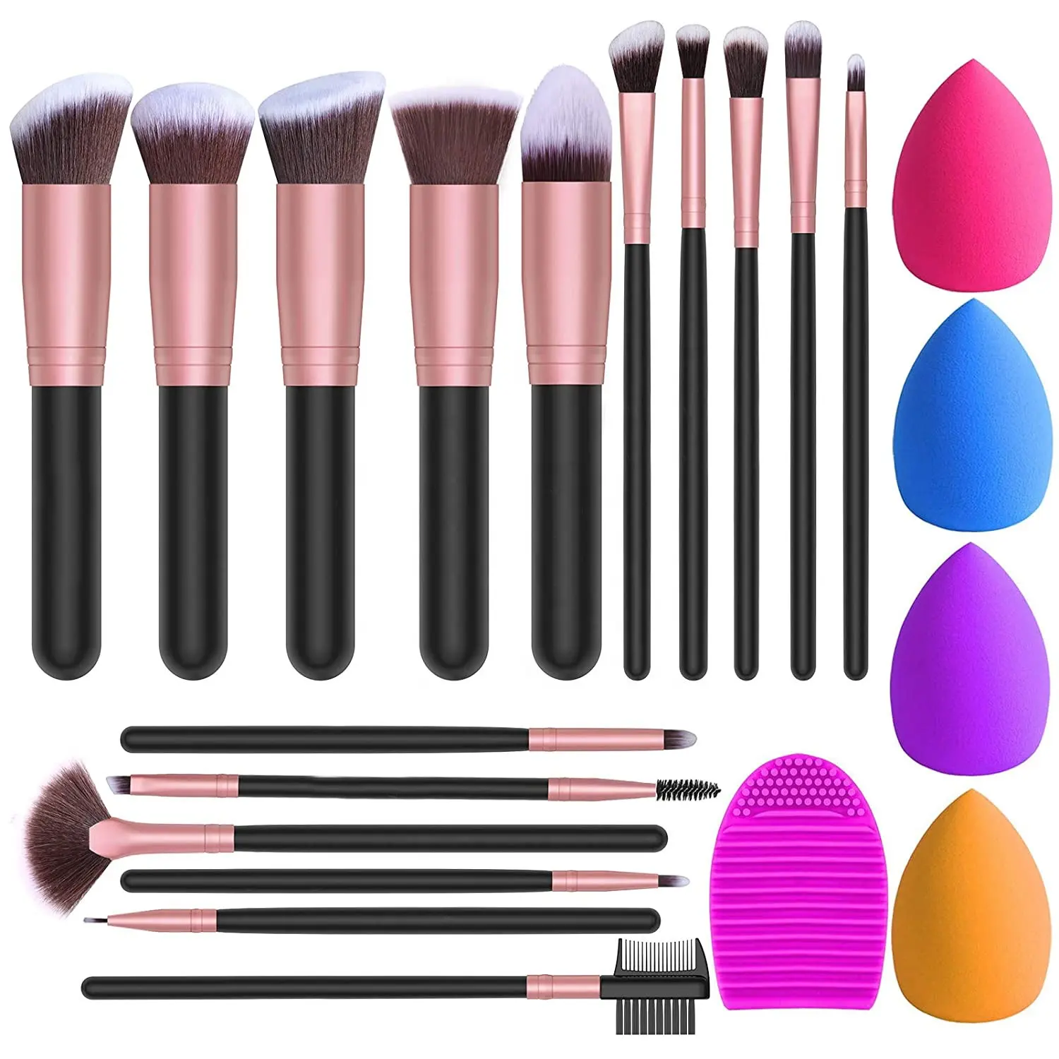 Hot Sale 2023 New Products 16 pcs Makeup Brushes Set with makeup sponge and brush washing kit, envelope bag,or PVC Case