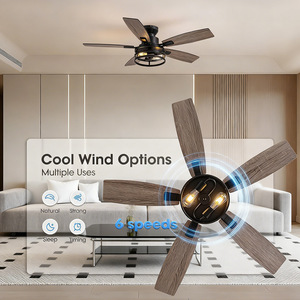 <b>Ceiling</b> Fan With <b>Light</b> 46 Inch Wood Blades AC Motor <b>Remote</b> <b>Control</b> Timer Industrial Style For Living Room Bedroom - Product Image 1