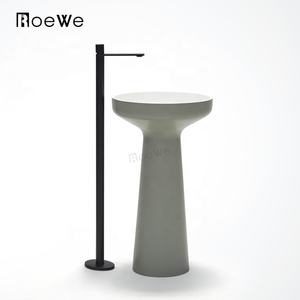 Colonne sur pied en composite pour salle de bain, lavabo à surface solide autoportante en pierre de résine coulée pour le lavage des mains - Product Image 2