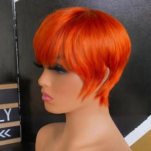 <span class=keywords><strong>Perruque</strong></span> de cheveux humains lisses et raides, couleur populaire pour femmes, cheveux vierges vietnamiens, sans colle, avec frange, coupe courte, bob, bouclée - Product Image 2