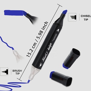 ปากกามาร์คเกอร์แอลกอฮอล์แบบหัวคู่ 24 สี ขายส่ง, ปากกาเขียนแบบหัวใหญ่และหัวเล็ก พร้อมกระเป๋าผ้าแคนวาส, อุปกรณ์วาดภาพสำหรับนักเรียน วาดอนิเมะ มังงะ - Product Image 2