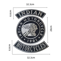 Lot de 3 écussons brodés vintage de motos indiennes grande taille, thermocollants ou à coudre, pour vêtements, vestes, gilets, badges personnalisés
