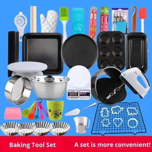 Ensemble d'ustensiles de cuisson en acier au carbone, ensemble complet, moule, compatible four, compatible lave-vaisselle, moule à tarte aux œufs, moule à gâteau, moule à pizza, moule à pâtisserie, moule à dessert, moule à pain - Product Image 1