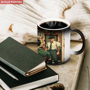 Heat Sensitive Color Changing <b>Ceramic</b> <b>Mug</b> 11oz Frosted Black Blank Cup For Coffee Tea - Product Image 3