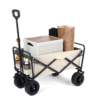 Chariot pliant de camping extérieur de roue pneumatique de cadre en acier avec la table