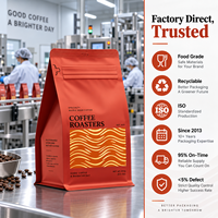 Sacs à fond plat écologiques avec fermeture à lien métallique, emballage personnalisé compostable et biodégradable pour café en grains, avec valve et fermeture éclair