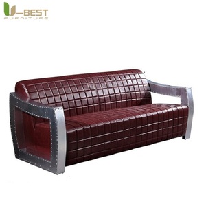 Divano Artigianale Vintage Industriale Retrò Stile Aviatore per Bar Sigari, Pub, Club, Studio, Concessionaria <span class=keywords><strong>Auto</strong></span>, Lounge, Arredamento per Bar Whisky - Product Image 6