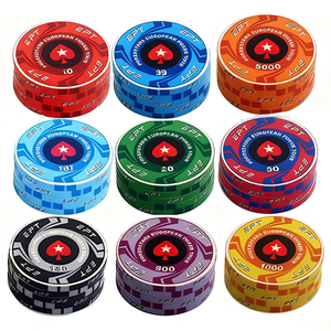 Jetons <span class=keywords><strong>de</strong></span> poker en céramique personnalisés <span class=keywords><strong>de</strong></span> 39 mm anti-contrefaçon Texas <span class=keywords><strong>Blackjack</strong></span> Hold'em EPT avec bord blanc - Product Image 5