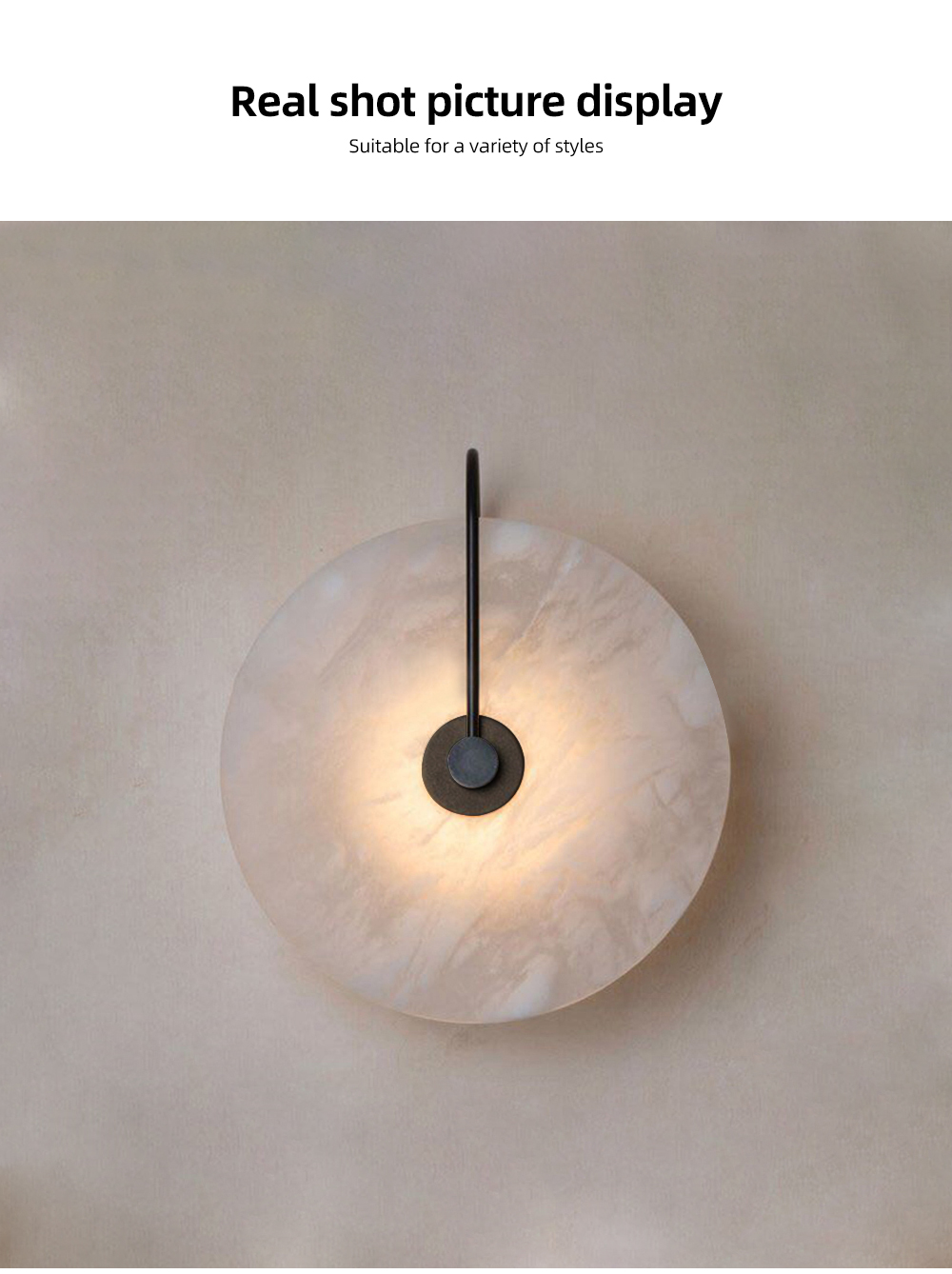 European Modern Style Creative Natural Marble Stone Brass Headboard Wall Lamp