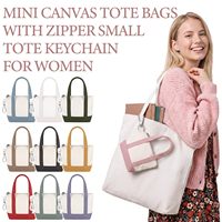 Sac fourre-tout mini en toile personnalisable avec logo, léger, minimaliste, multicolore, avec porte-clés et porte-monnaie, fermeture éclair durable