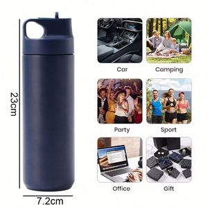 Custom Vacuum <b>Flask</b> Hot Drinks Insulated Travel Mug with Flip Straw Water Bottle Press Button Stainless Steel <b>Coffee</b> Tumbler Cup - Product Image 3