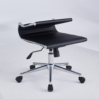 Chaise ergonomique pliable en cuir à dossier bas - Réglable en hauteur, pivotante, pour bureau, réunions, formations et négociations