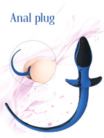 LEEHO Plug anal en silicone intégral en forme de queue de chien, super long, noir, 86g, pour jeux de rôle sexuels gays