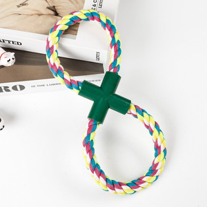 Jouet pour chien en corde de coton en forme de 8, jouet interactif à mâcher pour animaux de compagnie, taille moyenne, design à nœuds colorés pour chiens - Product Image 2