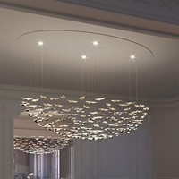 Grand Projet de Lustre Feuille de Verre pour Hall d'Hôtel Escalier Suspendu Collection Cristal Lustre Villa Art Lampe Feuille d'Érable