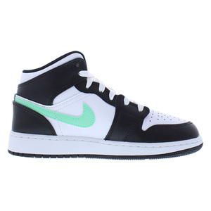 Chaussures de basketball For For 1 Mid Leather GS Blanc Vert Lumineux Noir avec doublure en mesh, logo brodé et lacets - Product Image 2