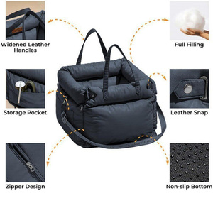 All'ingrosso Custom Deluxe in ecopelle impermeabile per animali domestici trasportino da viaggio per cani seggiolino per auto letto con cuscino morbido e corda di sicurezza - Product Image 4