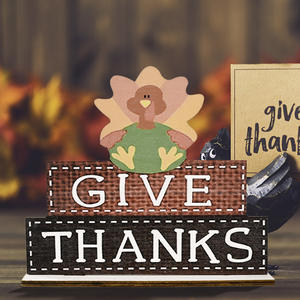 Nueva gran oferta, decoración moderna para el hogar, soporte de palabras de madera para el otoño, decoraciones geométricas festivas de Acción de Gracias - Product Image 5