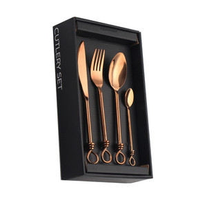 Sáng Tạo Knot Xử Lý Gương Đánh Bóng Độc Đáo Bộ Dao Kéo, Đen Twist Spiral <span class=keywords><strong>Flatware</strong></span>, Handmade Twig Silverware Set - Product Image 2