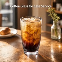 Verres à boire en verre côtelé OEM ODM, 320-375 ml, verres à café en verre trempé transparent pour restaurant, café