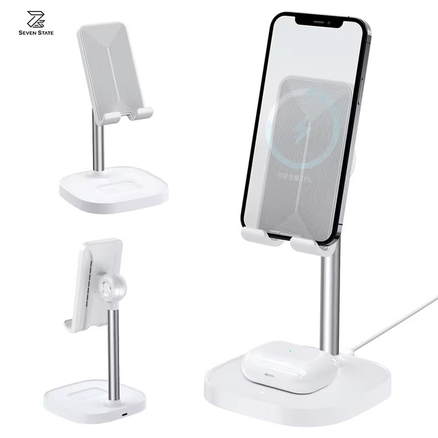 15W Desktop Wireless Charging Stand,Simultaneous Phone and Earphone Charging,Fast Charging Mobile Phone Stand Holder