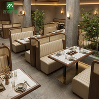 Ensemble de meubles de restaurant à thème, tables et chaises en bois et marbre, design moderne à thème chinois, respectueux de l'environnement