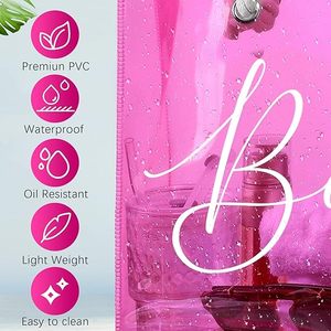 Bolsos de Mano Transparentes de PVC Rojo Rosa, Impermeables, para Mujer, con Asa de Cuerda, para la Playa o el Estadio - Product Image 5