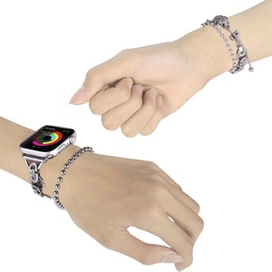 Pulsera <span class=keywords><strong>de</strong></span> Metal para mujer, pulsera para <span class=keywords><strong>Apple</strong></span> <span class=keywords><strong>Watch</strong></span> Series 7 <span class=keywords><strong>6</strong></span> SE 5 4 3, correa <span class=keywords><strong>de</strong></span> cadena vaquera 41mm 45mm 40mm 44mm - Product Image 6