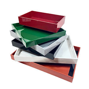Plateaux de service modernes en laque de qualité supérieure, plateaux décoratifs à finition brillante pour table basse, coiffeuse et rangement à domicile - Product Image 2