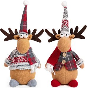 Elk PLUSH Estatuas de ciervos de pie Figuras de renos de Navidad de felpa hechas a mano Decoración de renos de Navidad - Product Image 1