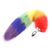 Coloré arc-en-ciel queue de renard Plug Anal dans les jeux pour adultes en acier inoxydable plaisir Anal perle godemichet Anal stimulateur