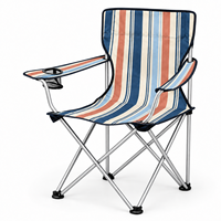 Chaise de jardin pliable en gros avec porte-gobelet latéral et logo et motif personnalisés pour l'extérieur, la plage et la côte