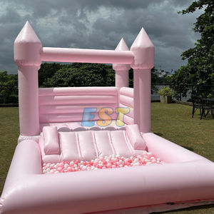 Casa de rebote inflable pequeña, castillo hinchable para bodas con piscina de bolas, trampolín rosa, puentes de fiesta para fiesta de boda - Product Image 4