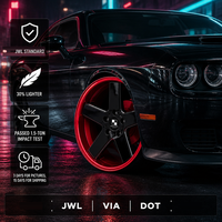 Velg Tempa Monoblock Custom 6061-T6 18 19 20 Inch 5 Palang Warna Hijau Metalik dengan Pelek Dalam Alloy untuk BMW Audi Mercedes Benz