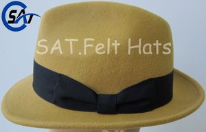 Thời trang len 100% cảm thấy Mũ nam màu vàng - Product Image 2