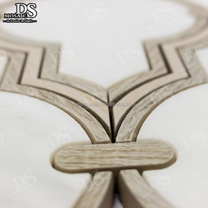 Carrara blanc lanterne forme pierre mosaïque crème jet d'eau statuaire asiatique avec cadre à pois en bois Woodloock pour projet de mur d'hôtel Vila - Product Image 2