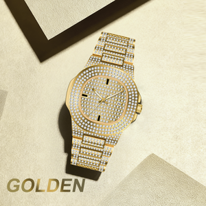 Orologi di Lusso Unisex con Diamanti a Prezzo Conveniente, Quadrante Grande in Oro e Argento con Strass, Orologio al Quarzo con Moissanite <span class=keywords><strong>per</strong></span> Uomo e Donna - Product Image 4